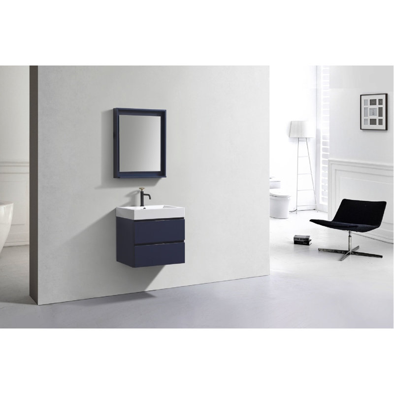 Parsonage Single Bathroom Vanity with Acrylic Top, Blue