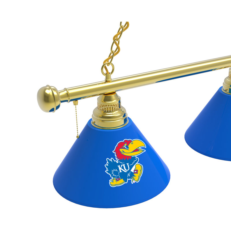 3 - Light Pool Table Lights Pendant, Brass, Kansas Jayhawks