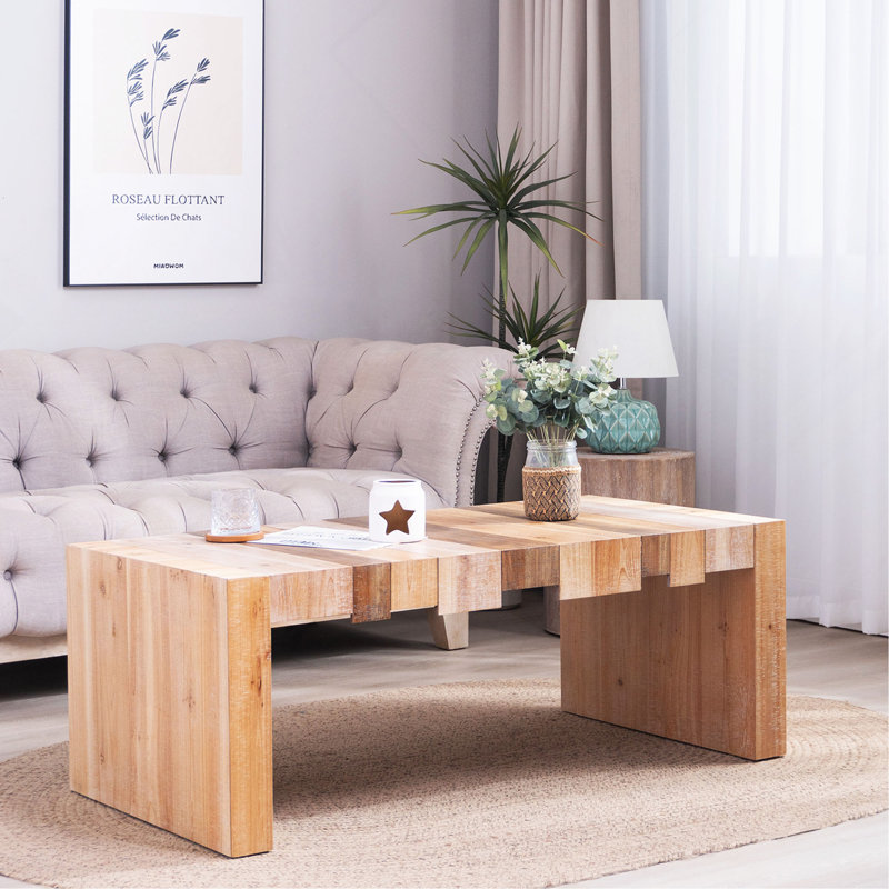 Table de centre rectangulaire 48,2 po pour le salon - Cette élégante table basse rectangulaire allie charme rustique et design moderne, parfaite pour la maison de campagne, industrielle et minimaliste