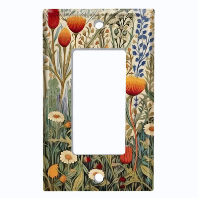 Couvercle de plaque d'interrupteur en métal; Fauteuil à bascule GFI 1 taille US standard - Prairie de fleurs sauvages rustique