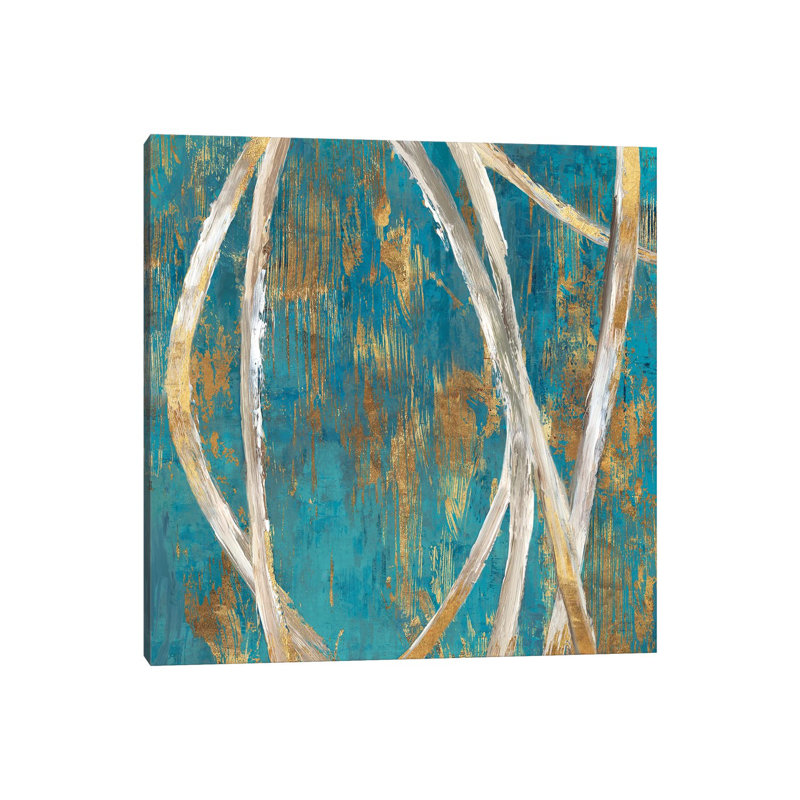 Teal Abstract I by PI Galerie - Wrapped Canvas Panoramic Painting, 30.48 cm H x 30.48 cm W