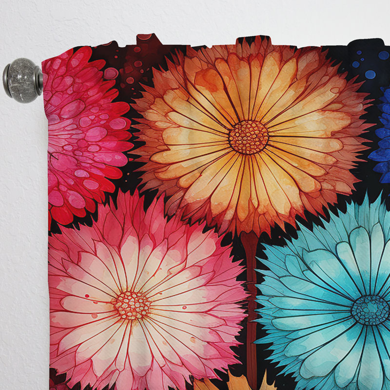 Laggan Colorful Floral Fireworks - Abstract Collages Curtain - Velvet Room Darkening - 1 panel, 52" W x 120" L