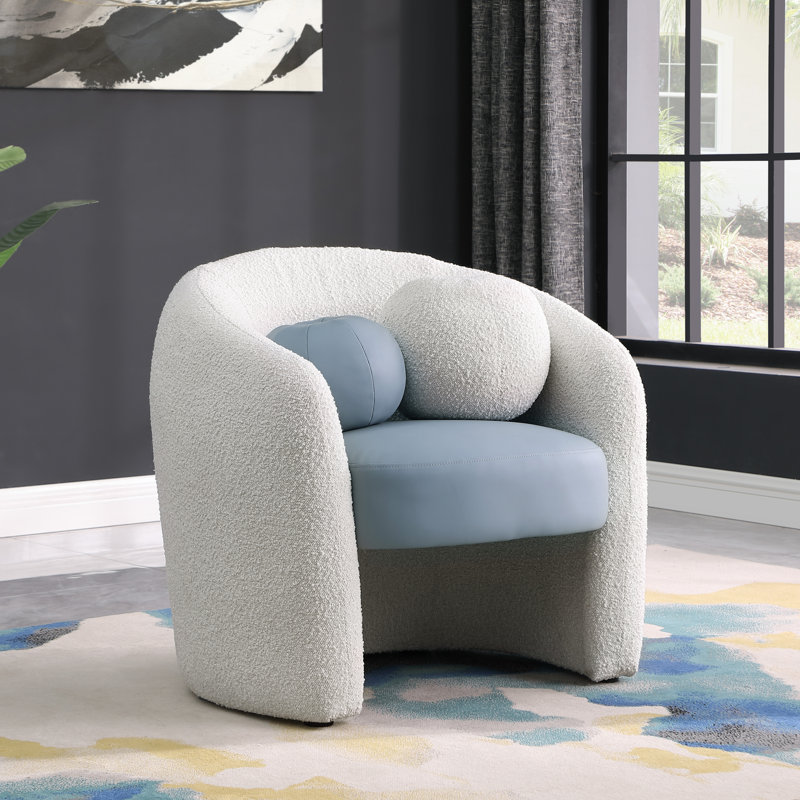 Fauteuil d'appoint Acadia, Cuir végétalien bleu