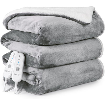 Couverture chauffante en flanelle et en sherpa épais avec 5 niveaux de chauffage et 4 heures d'arrêt automatique