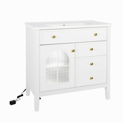 Armoire de salle de bain 35,6 ", seulement armoire, blanc