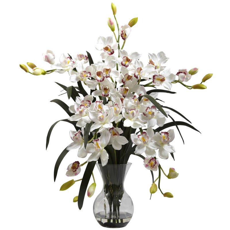Orchids Arrangement in Vase, White