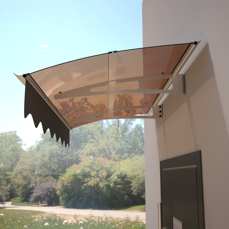 Auvent de porte 59 po x 34 po - Support de panneau en polycarbonate Wind Uv50 + Aluminium résistant à la chaleur sans fondation nécessaire