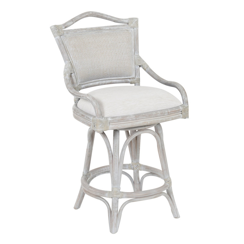 Cilurso Swivel Upholstered Counter Stool, White Beige