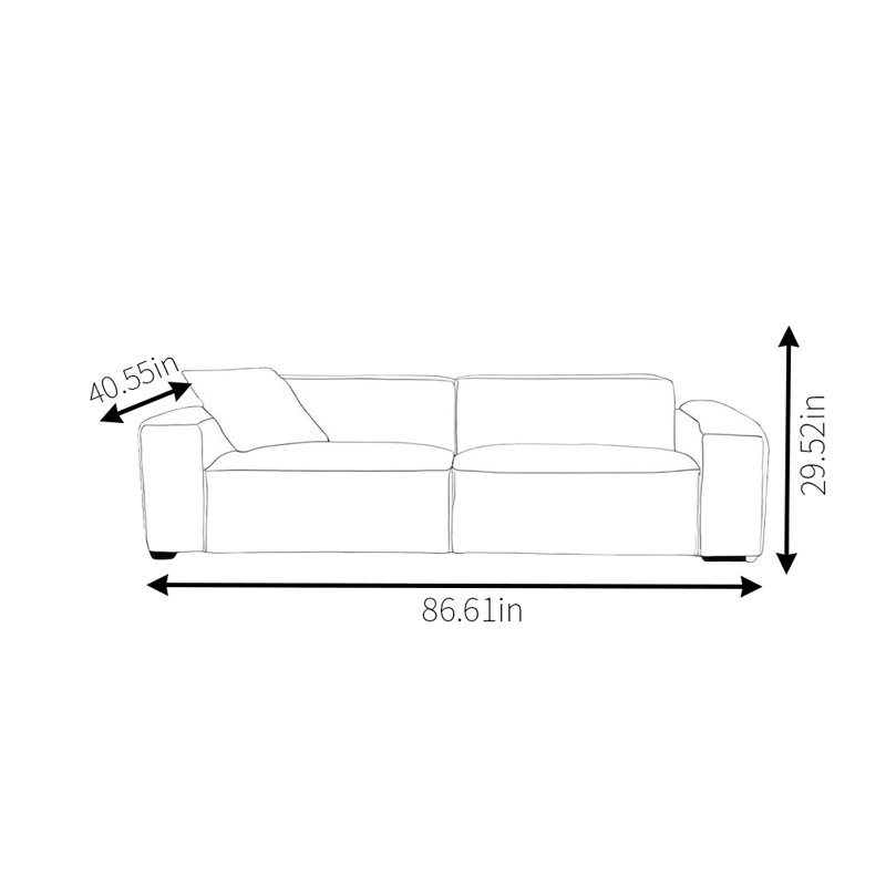 Canapé en coton et lin blanc, H 29,52 po x l 86,61 po x P 40,55 po, 2