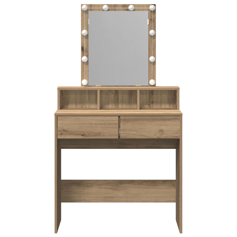 Dressing Table Standard Mirror Vanity Table, Artisan Oak