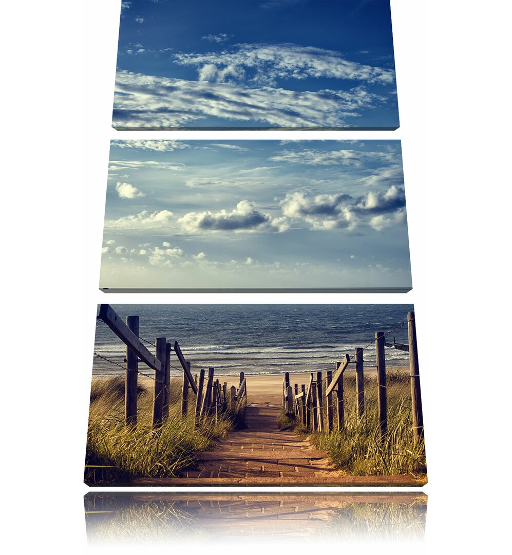 3-tlg. Leinwandbilder-Set Weg zum Strand am Meer, Fotodruck