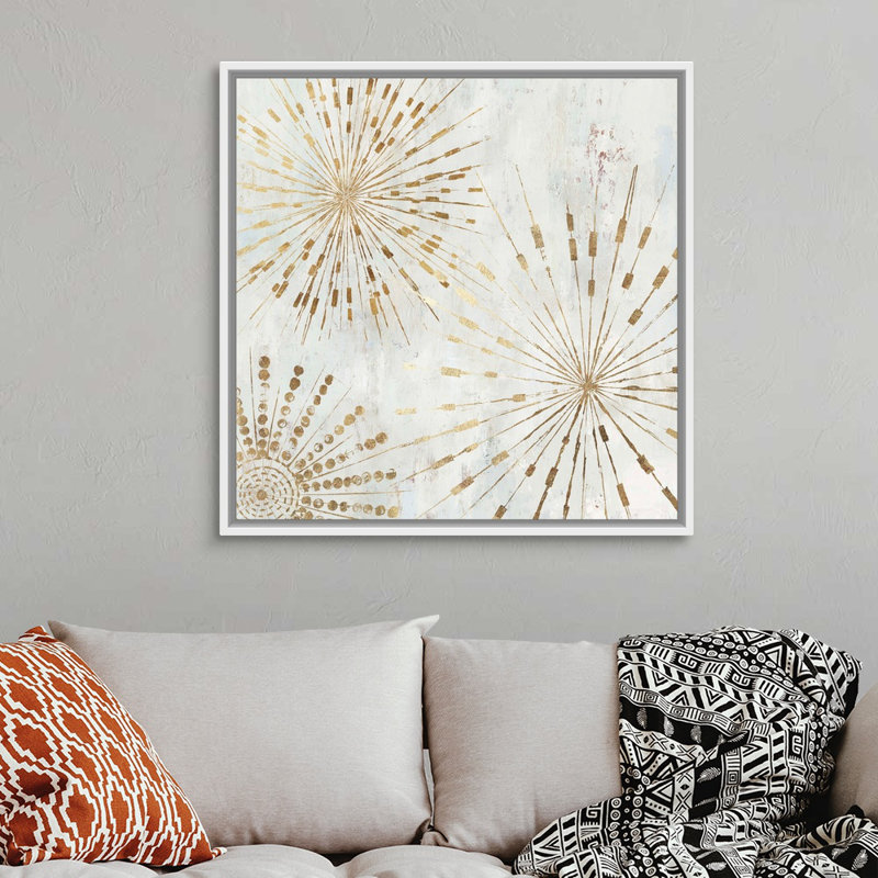 Golden Stars I par Tom Reeves - reproduction d'art sur toile, Cadre blanc, H 38 po x l 38 po x P 1,75 po