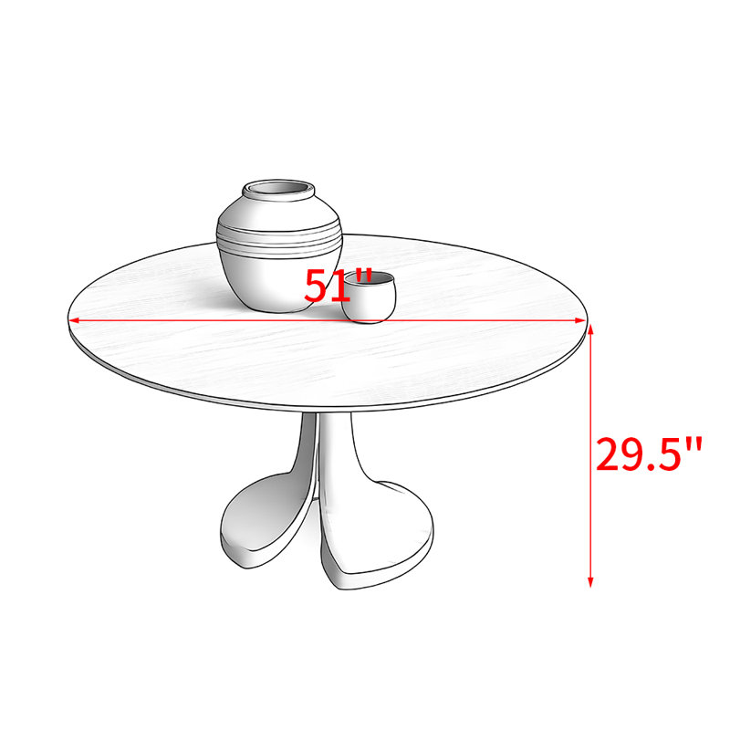 Table de salle à manger ronde légère et luxueuse, H 29,5 po x L 51 po x l 51 po
