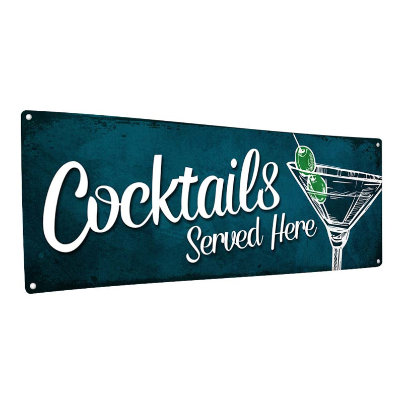 "Blue Cocktail Martini" sur métal, H 11,5 po x l 31 po