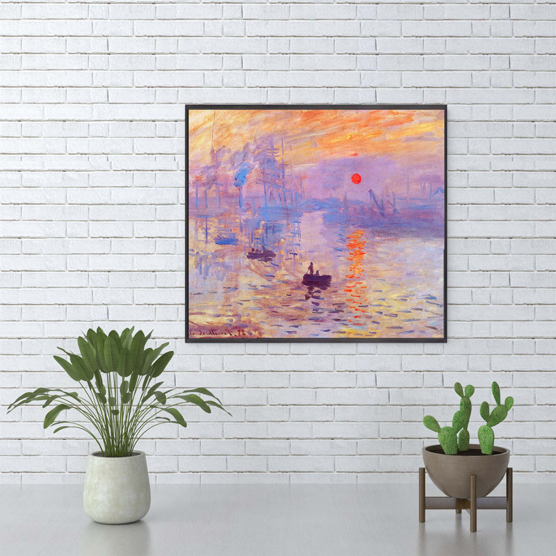 Cadre «SUNRISE I» par Claude Monet, Cadre noir, H 16 po x l 14 po