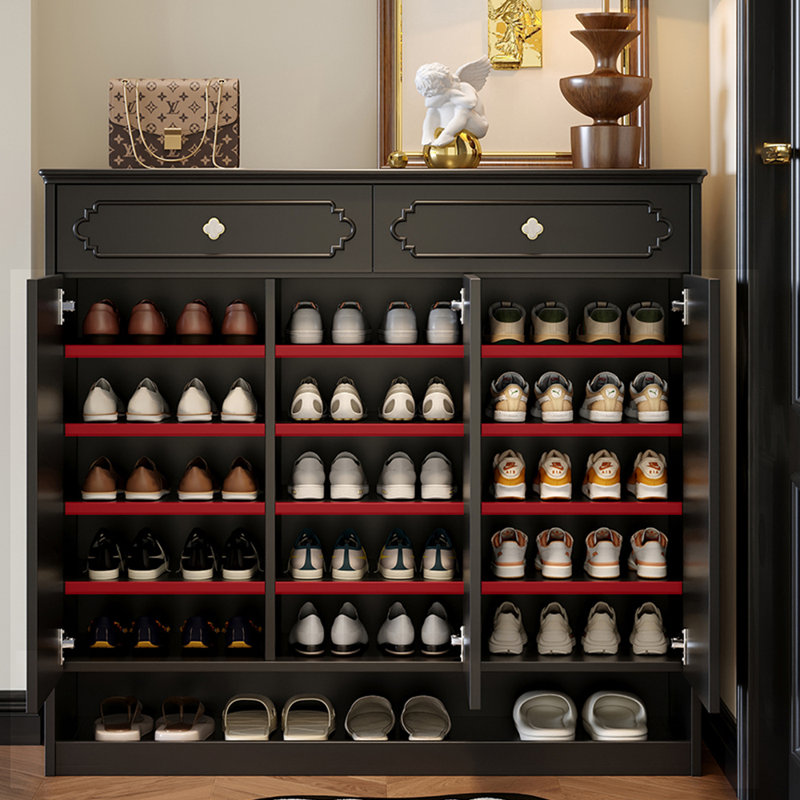 Luxury Style Black Storage Shoe Cabinet