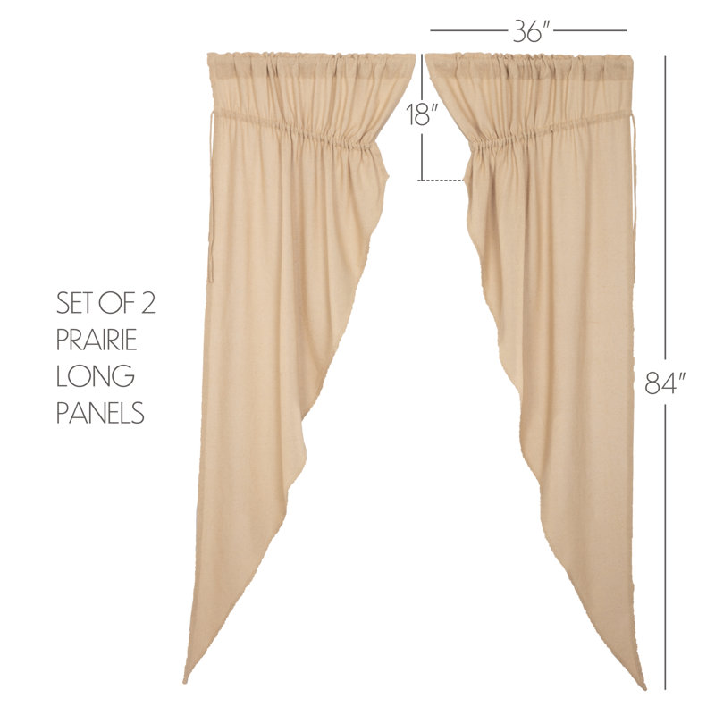 Panneaux de rideaux semi-diaphanes 100% coton Chasen, Brun clair rétro