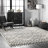 Adry Moroccan Shag Tasseled Cream/Charcoal Area Rug-186682956