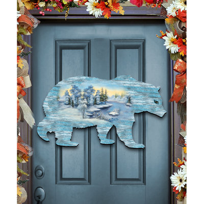 Décoration murale accroche de porte décorative en bois ours
