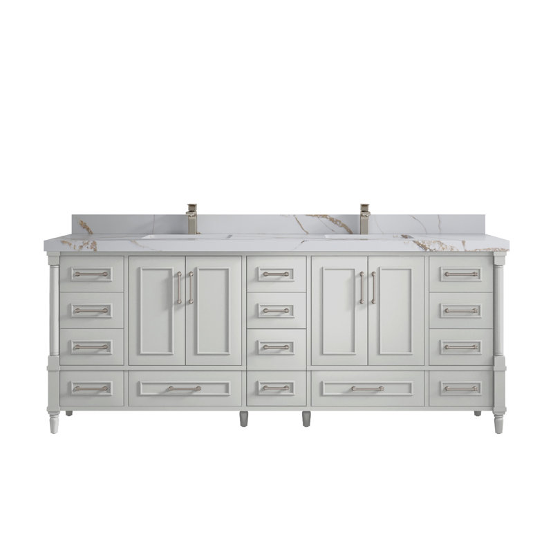 Meuble-lavabo double 84 po avec comptoir en quartz Aberdeen