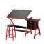 Table à dessin rouge avec tabouret