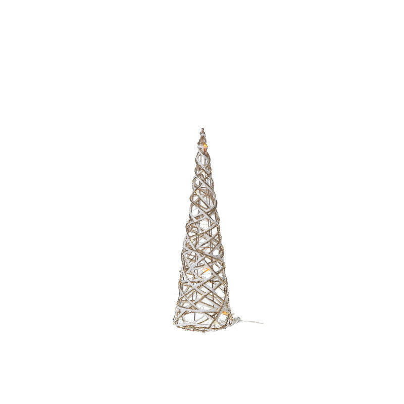 Arbre à papier cône à DEL moyen, H 15,75 po x l 4,72 po x P 4,72 po, Blanc / doré