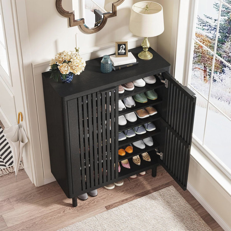 Armoire à café avec rangement 33,46 po avec 2 portes et tablettes, Noir