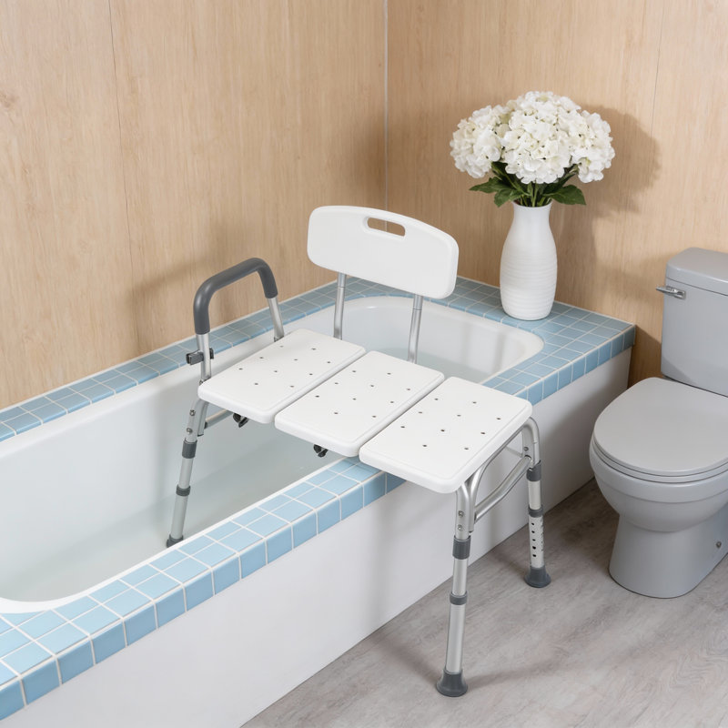Height Adjustable Bathtub Transfer Bench With Backrest Armrest Tool Free Assembly