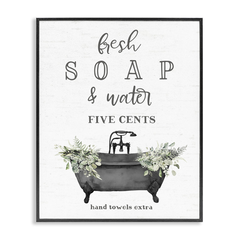 Giclée encadrée de savon et d'eau fraîche, design par Lettré et doublé, H 20 po x l 16 po, Giclée encadrée noir minuit