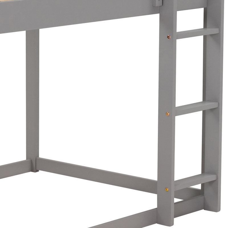 Lit superposé simple au-dessus de gris bas - en forme de maison pour un sommeil sécuritaire avec repos confortable inclus