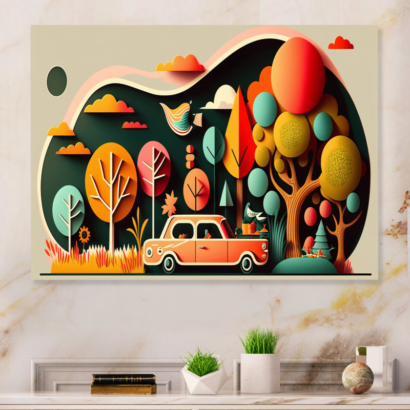«Futuristic Cityscape with Trees II», reproduction sur toile, L 32 po x H 16 po, Toile tendue