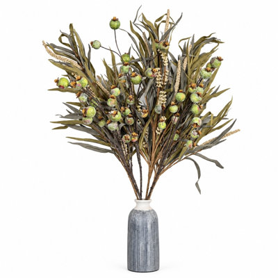 Branches d'automne artificielles rustiques 36 "avec baies et feuilles, fausses tiges d'automne pour vase, décor de Noël
