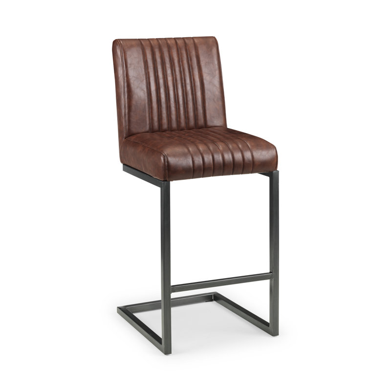 Perrott Upholstered Counter Stool with Metal Frame, Brown