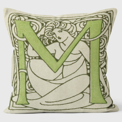 Art Nouveau Alphabet "M" Cushion