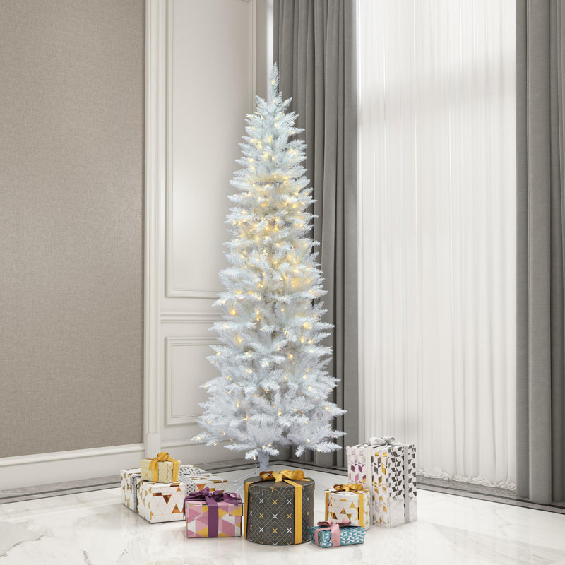 Sparkle White Spruce Pencil Artificial Christmas Tree, ClearDura-Lit® Incandescent, 6.5' H