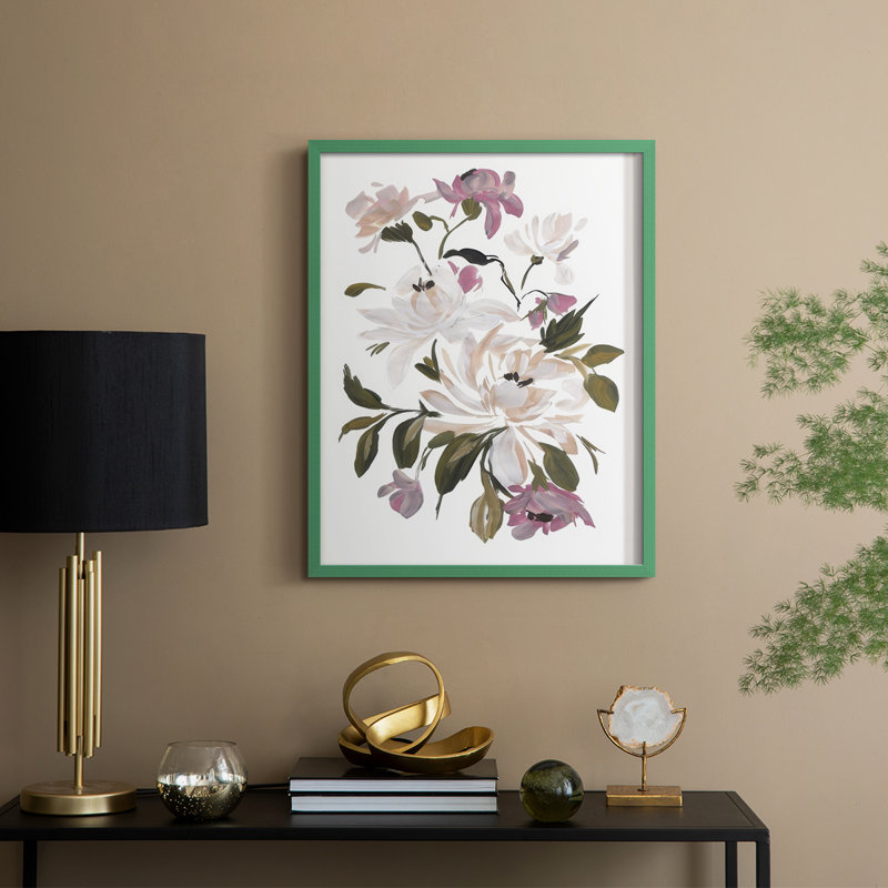 «Spring Fling Bouquet V», reproduction encadrée - bois massif, H 30 po x l 24 po, Vert