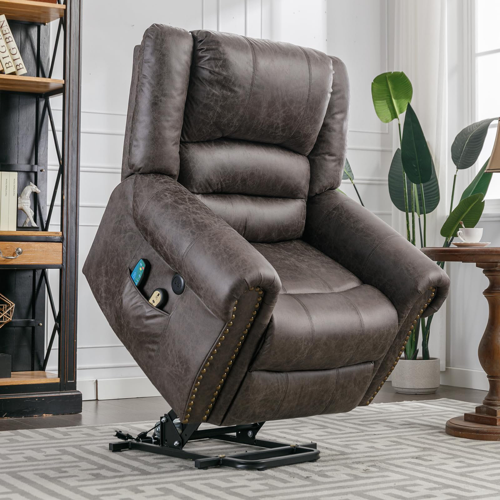 Red Barrel Studio® Swartzia Vegan Leather Lift Assist Recliner ...