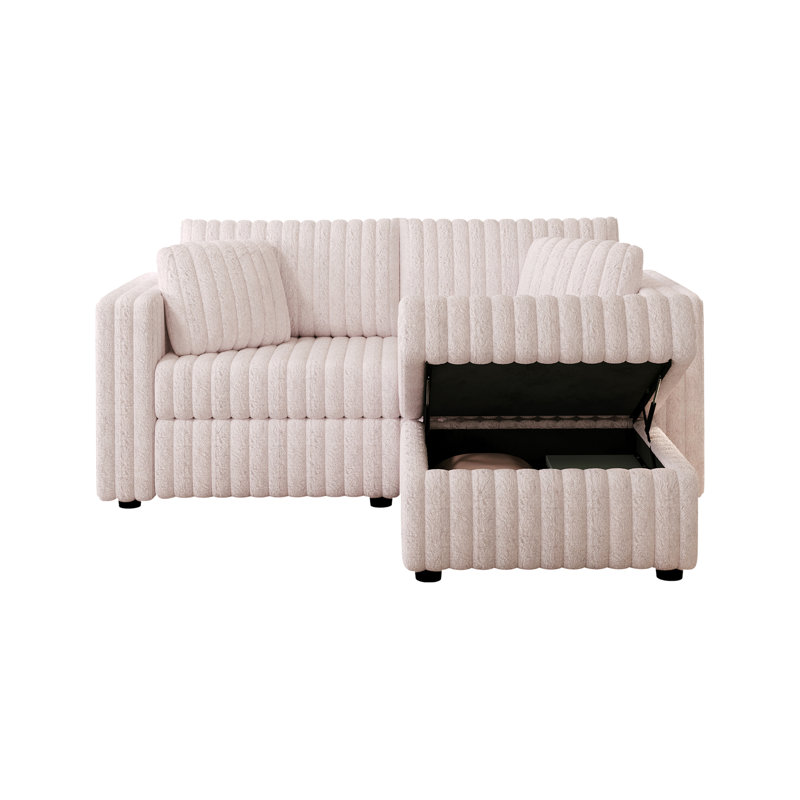 Canapé confortable et élégant pour 2 personnes avec élévateur hydraulique et coussins lavables, Light Pink