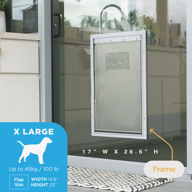  Porte pour chien et chat de luxe en aluminium avec panneau verrouillable Hakuna, H 26,77 po x l 16,93 po x P 2,76 po