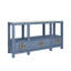 Open Shelf Console With Three Bottom Drawers And Square Satin Brass Hardware In Dyed Blue Grasscloth-276743986