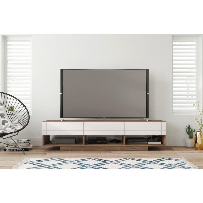 Frankel TV Stand with 3 Drawers for TVs up to 78" , Light Brown, 78"