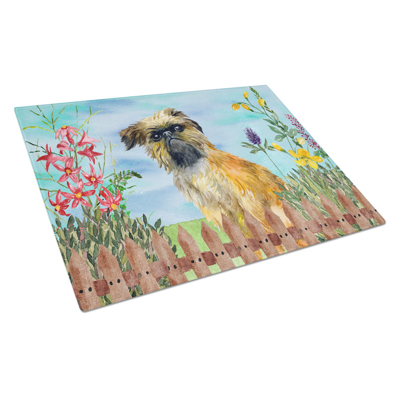 Planche à découper à ressorts en verre trempé caroline, Griffon bruxellois
