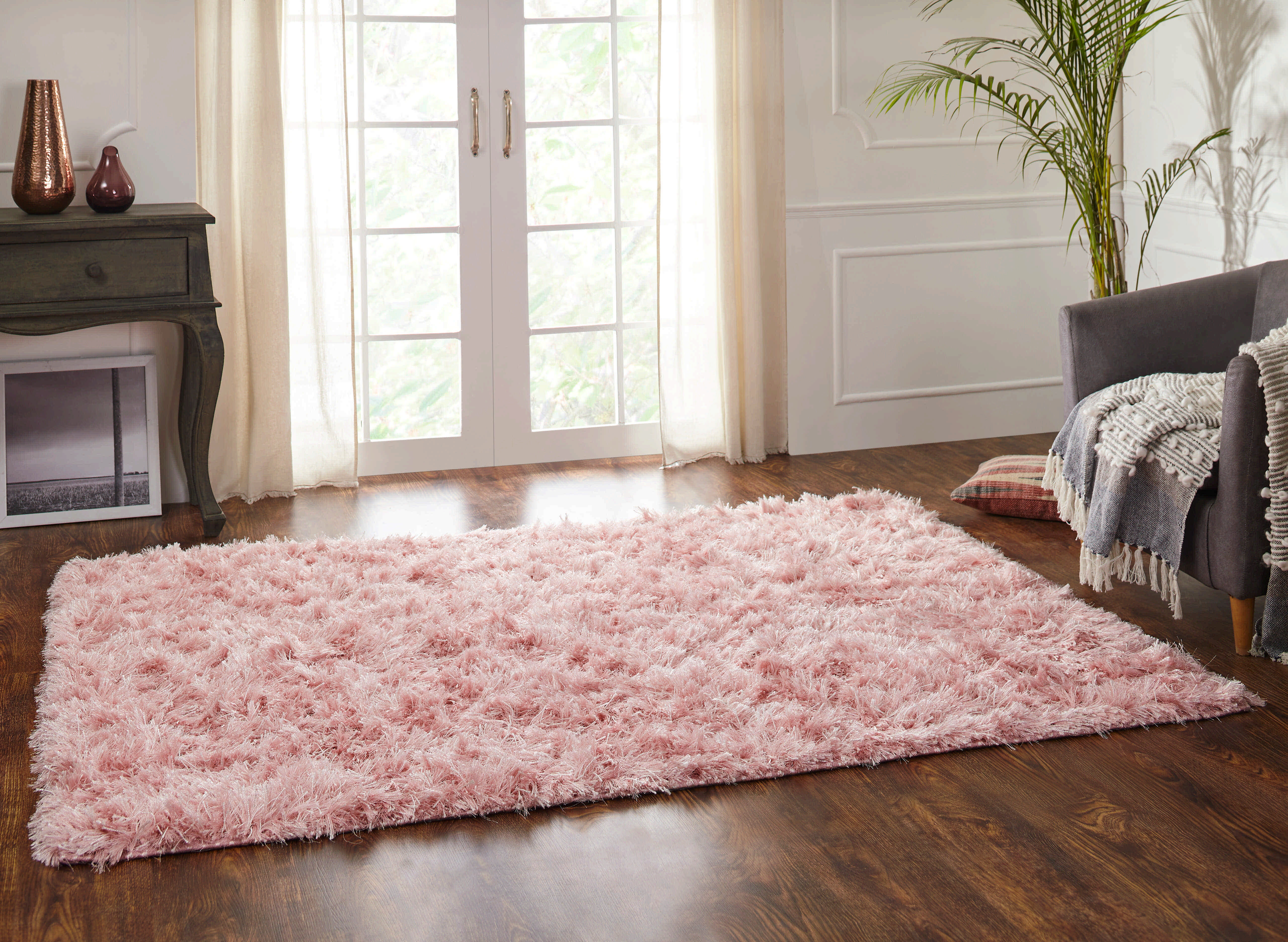 Ebern Designs Isidore Blush Area Rug, Pink