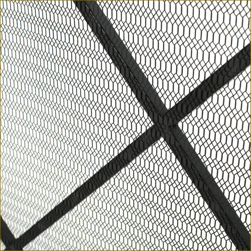 Pare-étincelles, panneau minimaliste à motif de losanges | Noir | Fer