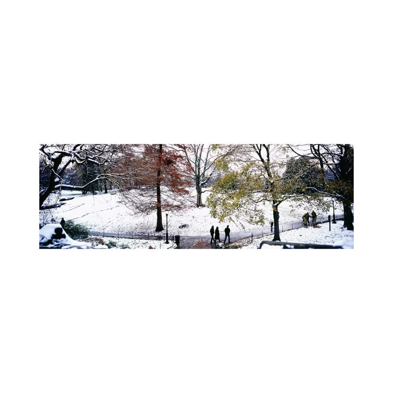 High Angle View Of A Group Of People In A Park, Central Park - Wrapped Canvas Panoramic Print