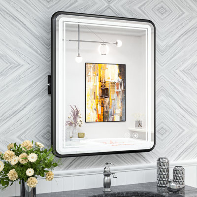 Demetrion Rectangle Lighted Pivot Bathroom Vanity Mirror with Anti-fog and 3 Adjustable Color