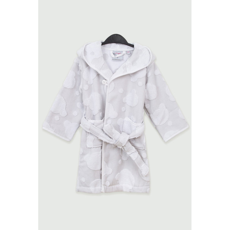 Above Knee Bathrobe with Pockets and Hood, Kid S, Grey & Silver