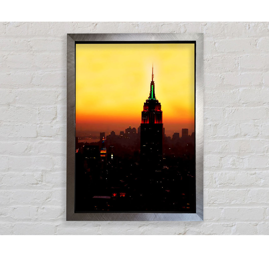 New York City Empire State Building Orange Glow - Einzelner Bilderrahmen Kunstdrucke