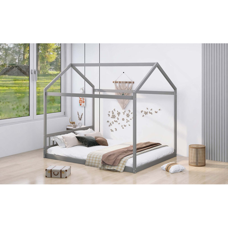 Lit en bois avec tête de lit, Grey