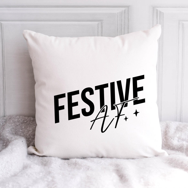 Christmas_Black-16 Polyester/Polyester Blend Reversible Throw Pillow, 16" x 16"